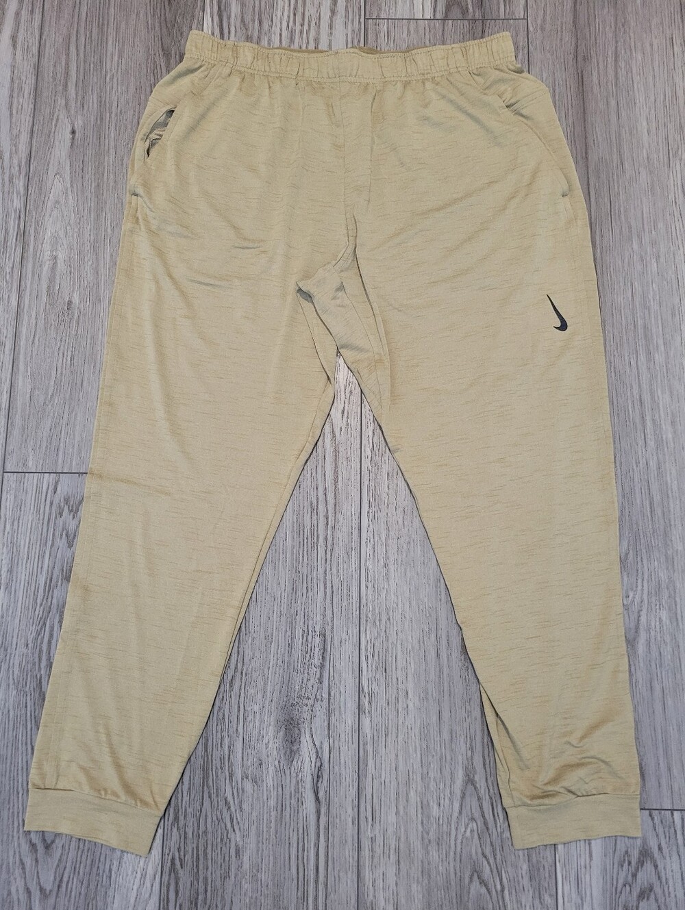 Nike Men's YOGA Tan Athletic Joggers with Black Swoosh